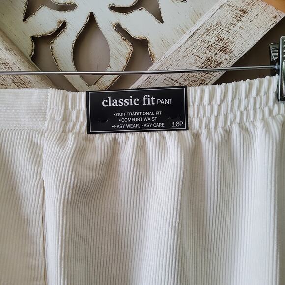 Alfred Dunner Women's Copenhagen Corduroy Elastic Waist Pants in White - Picture 10 of 11